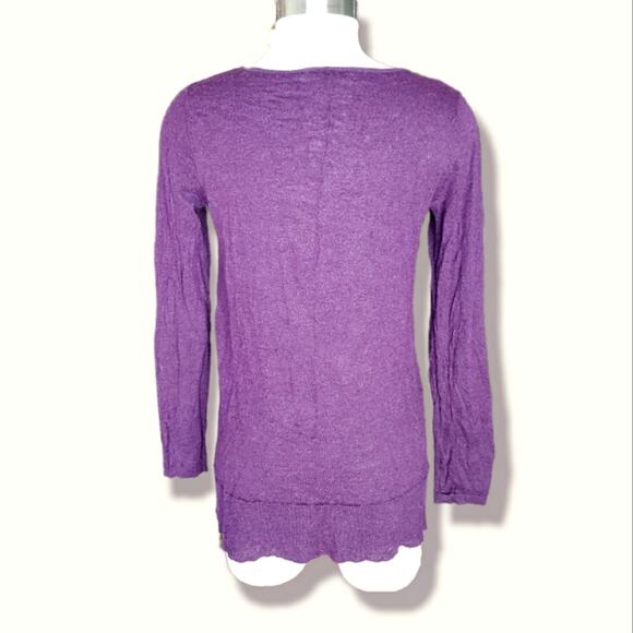 Eileen Fisher Wool Long Sleeve Top Purple Small - Picture 3 of 5